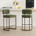 CHITA 26 inch Counter Height Bar Stool Set with Brass Frame Set of 2, Fabric in Moss Green