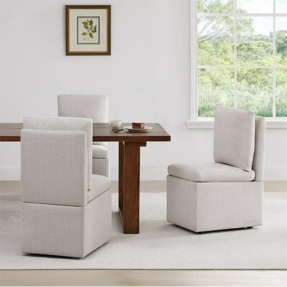 CHITA Modern Fabric Dining Side Chairs, Linen (Set of 2)