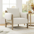 CHITA Upholstered Accent Arm Chair with Wooden Frame, Linen Fabric&Grey Wood