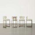 CHITA 26 inch Counter Height Bar Stool Set with Brass Frame Set of 4, Fabric in Linen