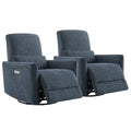 CHITA Electric Power Recliner Swivel Glider Set of 2, Upholstered Faux Leather Nursery Chair Living Room Reclining Sofa Chair, Blue