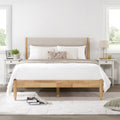 CHITA Full/Queen/King Size Upholstered Platform Bed Frame with Headboard Boucle Fabric Style,Cream/Oatmeal