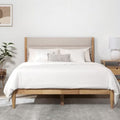 CHITA Full Size Upholstered Platform Bed Frame with Headboard, Boucle Fabric Style, No Box Spring Needed, Oatmeal & Natural