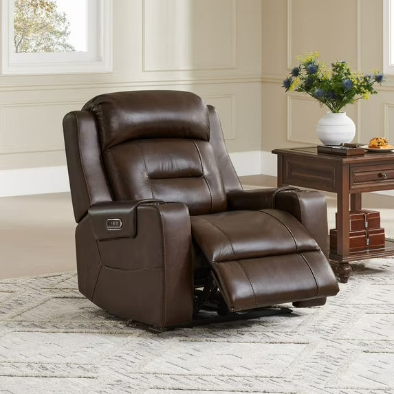 CHITA Power Genuine Leather Recliner Chair Lay Flat Recliner
