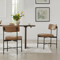CHITA Mid-Century Modern Dining Chairs Set of 2, Faux Leather Kitchen Chair with Upholstered Seat & Metal Legs, Saddle Brown