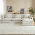 112.6" Modern Sofa Modular Sofa Couch Upholstered Corduroy L-Shape Sectional Sofa with Side Storage Pockets for Living Room