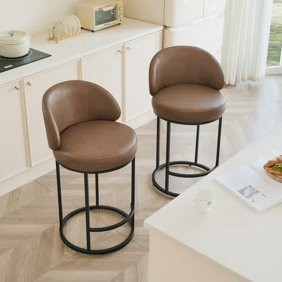 CHITA Upholstered Swivel Counter Bar Stool with Metal Frame and Arched Back