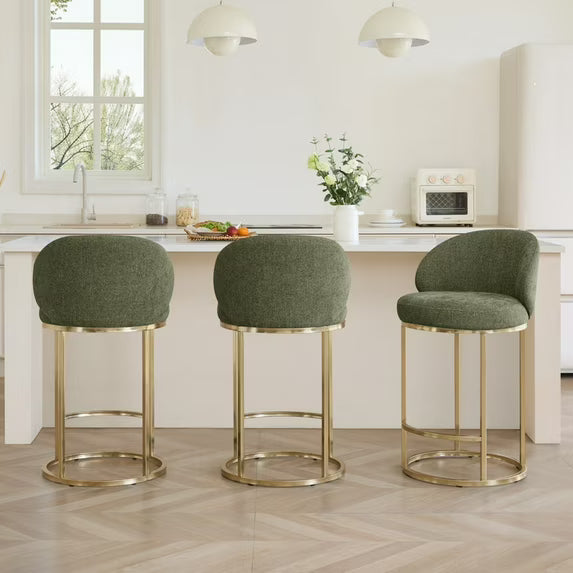 CHITA Upholstered Swivel Counter Bar Stool with Metal Frame and Arched Back