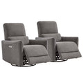 CHITA Electric Power Recliner Swivel Glider Set of 2, Upholstered Fabric Nursery Chair Living Room Reclining Sofa Chair, Metal