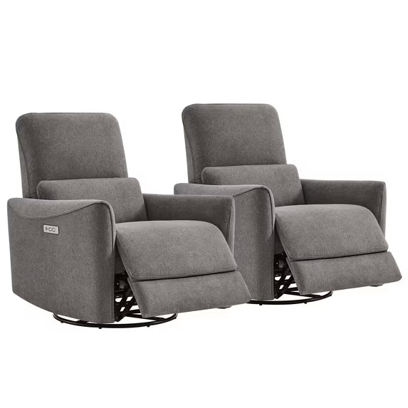 CHITA Electric Power Recliner Swivel Glider Set of 2, Upholstered Fabric Nursery Chair Living Room Reclining Sofa Chair, Metal