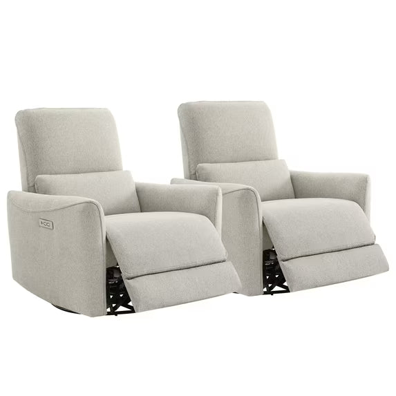 CHITA Electric Power Recliner Swivel Glider Set of 2, Upholstered Fabric Nursery Chair Living Room Reclining Sofa Chair, Dove