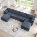 CHITA Oversized Modular Sectional Sofa Set with Storage Ottoman,Extra Large U-Shape Sofa Couch with Reversible Chaise,6 Seat Modern Modular Sofa for Living Room,Blue,146 inch Width