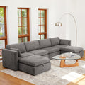 CHITA Oversized Modular Sectional Sofa Set with Storage Ottoman,Extra Large U-Shape Sofa Couch with Reversible Chaise,6 Seat Modern Modular Sofa for Living Room,Fossil Gray,146 inch Width