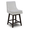 CHITA 26 inch Upholstered Swivel Faux Leather Counter Bar Stools with Back & Wood Legs, Pure White