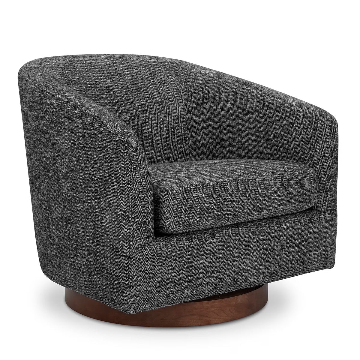 CHITA Swivel Accent Chair Fabric, Round Barrel Arm Chair Living Room, Charcoal Gray