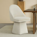 CHITA Upholstered Swivel Armless Dining Chair Double-layered Cushions, Fabric in Linen