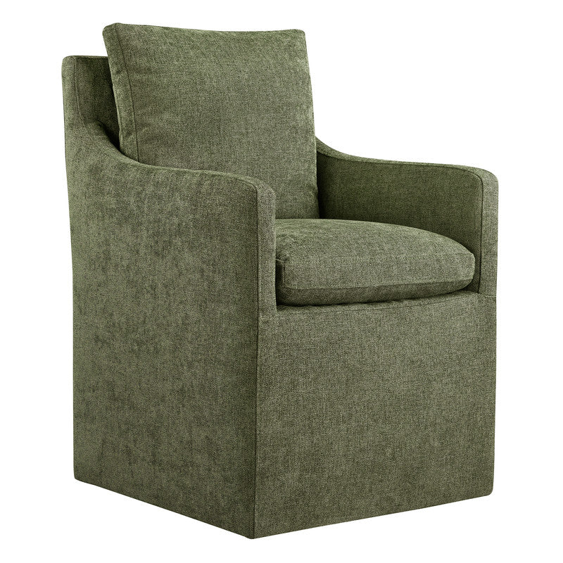Hailey Dining Arm Chair with Caster Wheels Fabric Fully Assembled