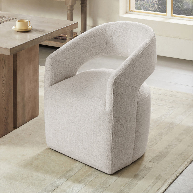 Joey Modern Barrel Dining Chair with Caster Wheels & Open Back Fully Assembled