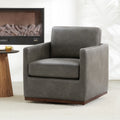 CHITA Swivel Accent Chairs for Living Room, Comfortable Arm Chairs for Bedroom, Faux Leather in Dark Gray