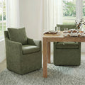 CHITA Dining Chair with Caster Wheels for Kitchen & Dining Room, Upholstered Arm Chair, Green Fabric
