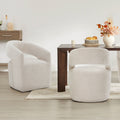 CHITA Modern Dining Chair with Caster Wheels & Open Back, Upholstered Dining Room Chairs, Fabric in Beige
