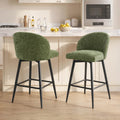 ReNest 360° Swivel Upholstered Barstools with Backs Mid-Century Design for Island Kitchen, Set of 2, Counter Height, 27" Seat Height, Chenille Fabric in Moss Green