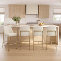 ReNest 27" Counter Height Bar Stools Set of 4 for Kitchen Island, Upholstered Fabric, Creamy Grey