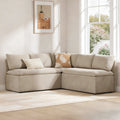 ReNest L-Shaped Storage Banquette Sectional, 5-Seat Set with Double 2-Seat Benches and Corner, Khaki