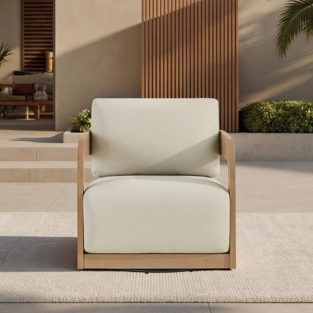 ReNest Outdoor Swivel Patio Chair, 360-Degree Rotating Outdoor Armchair with 13-Inch Thick Cushion, Backyard, Garden