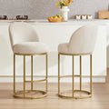 ReNest 27" Swivel Bar Stools Set of 2, Upholstered Counter Height Stools with Footrest & Gold Metal Base, for Kitchen Island & Home Bar, Sand Fabric