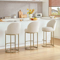 ReNest 27" Swivel Bar Stools Set of 3, Upholstered Counter Height Stools with Footrest & Gold Metal Base, for Kitchen Island & Home Bar, Sand Fabric