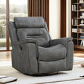 CHITA Recliner Chair for Adults Swivel Rocker Recliner for Living Room Faux Leather Home Theater Seating, Dark Grey