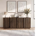 ReNest Mid-Century Modern Sideboard Buffet Cabinet with 4 Doors, Adjustable Shelves, Soft-Close Hinges, Waterproof Top, for Dining Room, Walnut