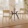 ReNest Wood Dining Chairs Set of 2, Modern Upholstered Linen Fabric Kitchen Chairs with Curved Backrest and Solid Rubber Wood Frame, Farmhouse Dining Side Chairs for Dining Room, Living Room, Linen