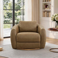 ReNest Genuine Leather Mid Century Modern 360° Swivel Accent Chair, Premium Top-Grain Leather, 28" Height, 350 lbs Capacity, Living Room Bedroom Reading Chair, Mocha