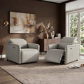 ReNest Top-Grain Leather Power Recliner, Dual Motor, Power Headrest, USB & Type-C Charging, Zero Wall, Light Gray