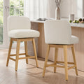 ReNest 26" Swivel Counter Height Bar Stools, Modern Upholstered Counter Stools with Back and Wood Legs for Kitchen Island & Home Bar, Cream Fabric, Set of 2