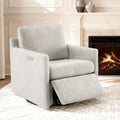 CHITA Power Swivel Recliner Chair, Upholstered Armchair with USB & Type-C Charging Ports, Adjustable Footrest, Snow Fabric, Single