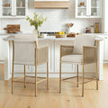 ReNest 26'' BOHO Counter Stools Set of 2 with Back & Armrest, Counter Height Bar Stools, Handwoven Paper Cord, Linen Fabric