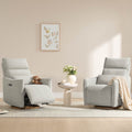 ReNest Swivel Power Recliner Chair, Nursery Glider Recliner with Power Headrest, USB & Type-C Charging Ports, Removable Lumbar Pillow, Crockery Fabric