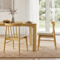 ReNest Windsor Dining Chairs Set of 2, Upholstered Spindle Back, Basketweave Fabric, Oak Wood Frame, Beige
