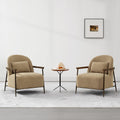 CHITA Modern Upholstered Accent Chair with Solid Wood Arms, Removable Lumbar Pillow and Metal Frame for Living Room, Bedroom & Reading Nook, Camel & Walnut