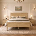 ReNest Queen Size Platform Bed Frame, Modern Farmhouse Style, Wood Slat Support, No Box Spring Needed, Natural