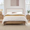 ReNest Full Size Upholstered Bed Frame, Modern Boucle Platform Bed with Headboard, No Box Spring Required, Cream & Natural