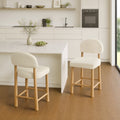 ReNest 26" Counter Height Bar Stools, Modern Upholstered Bar Stools for Kitchen Island & Home Bar, Cream Fabric, Set of 2