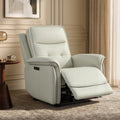 ReNest Power Recliner Chair, Electric Zero Gravity Recliner, Top Grain Leather, Dual Motor, Power Headrest & USB Type-C Charging, Cream