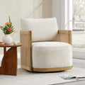 ReNest Mid-Century Modern Braid Swivel Accent Chair, Upholstered Armchair with Paper Cord, Linen Fabric, Single