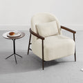 CHITA Modern Upholstered Accent Chair with Solid Wood Arms, Removable Lumbar Pillow and Metal Frame for Living Room, Bedroom & Reading Nook, Ivory & Walnut, Single