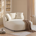 ReNest Modern Oversized Chaise Lounge, Upholstered Sleeper Chair with Throw Pillows for Living Room, Beige Fabric